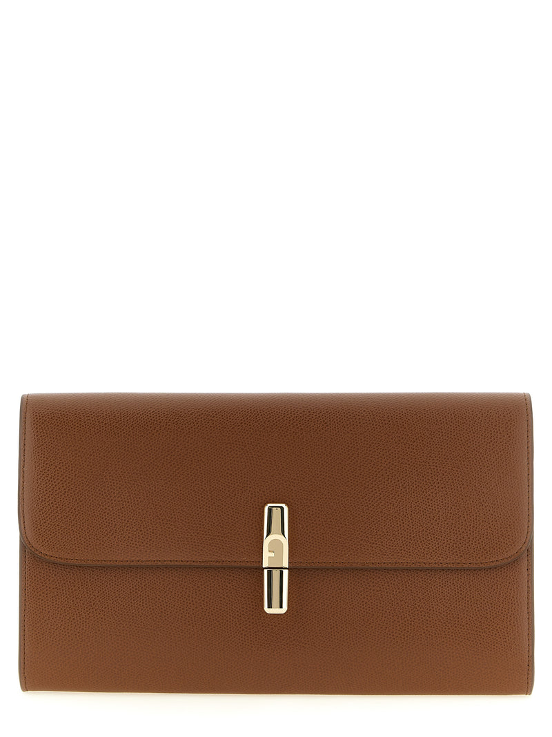 Furla Iride Brown Calfskin Clutch Bag