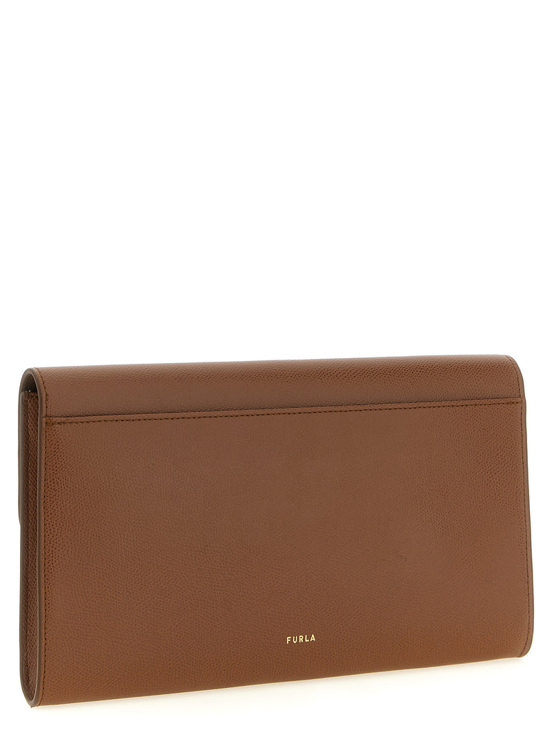 Furla Iride Brown Calfskin Clutch Bag