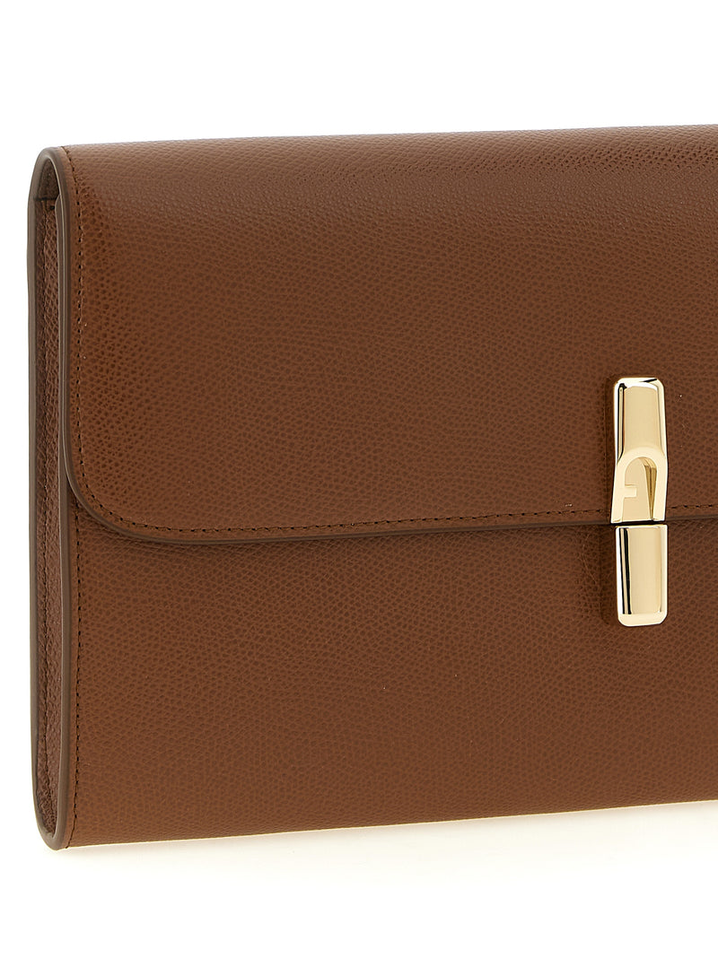 Furla Iride Brown Calfskin Clutch Bag