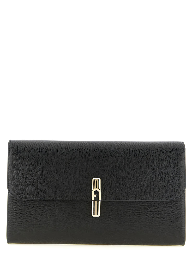 Furla Iride Black Calfskin Clutch Bag