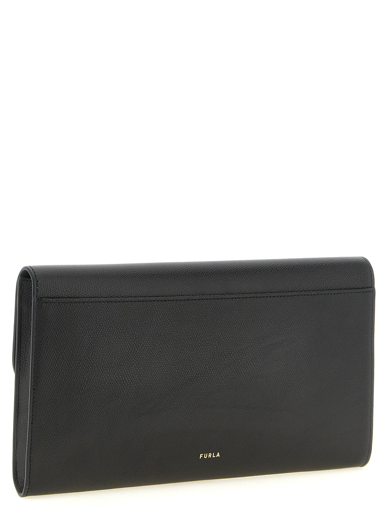 Furla Iride Black Calfskin Clutch Bag