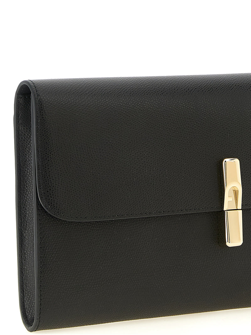 Furla Iride Black Calfskin Clutch Bag