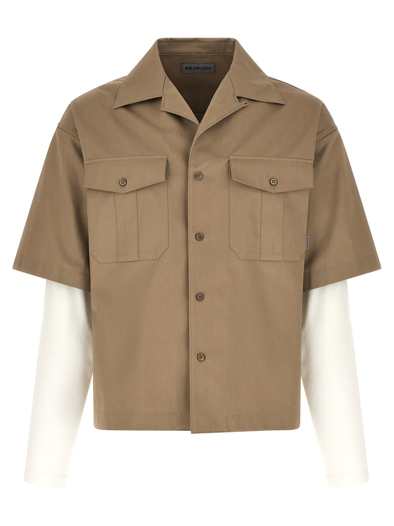 Balenciaga Beige Cotton Blouse - Avant-Garde Short-Sleeve Shirt
