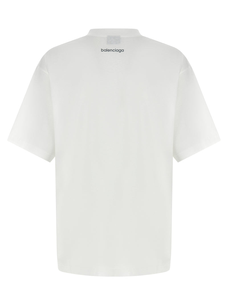 Balenciaga White Cotton T-Shirt - Bold Graphic Design