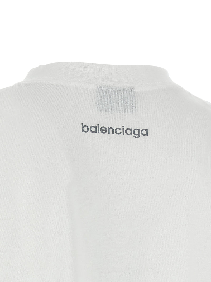 Balenciaga White Cotton T-Shirt - Bold Graphic Design