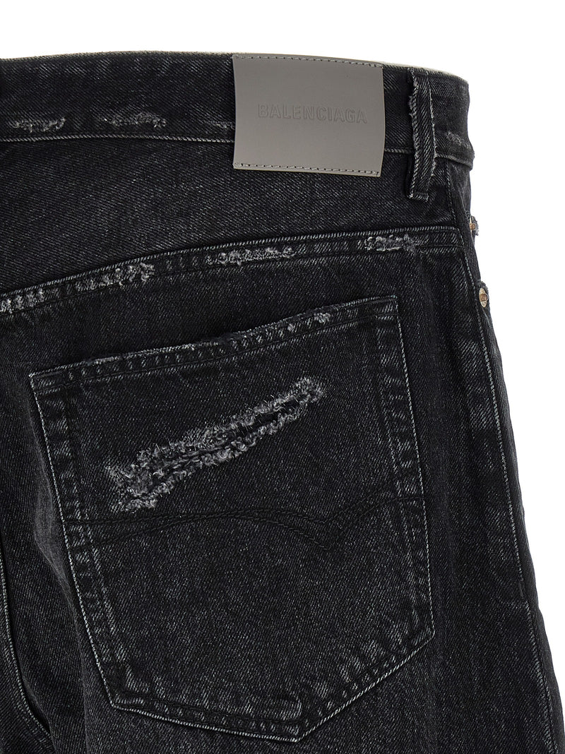 Balenciaga Incurvati Black Cotton Cropped Jeans