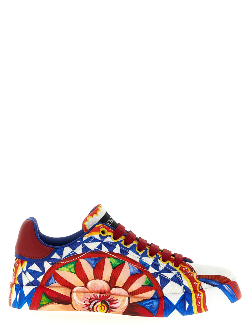 Dolce & Gabbana Portofino Multicolor Cotton Low Top Sneakers