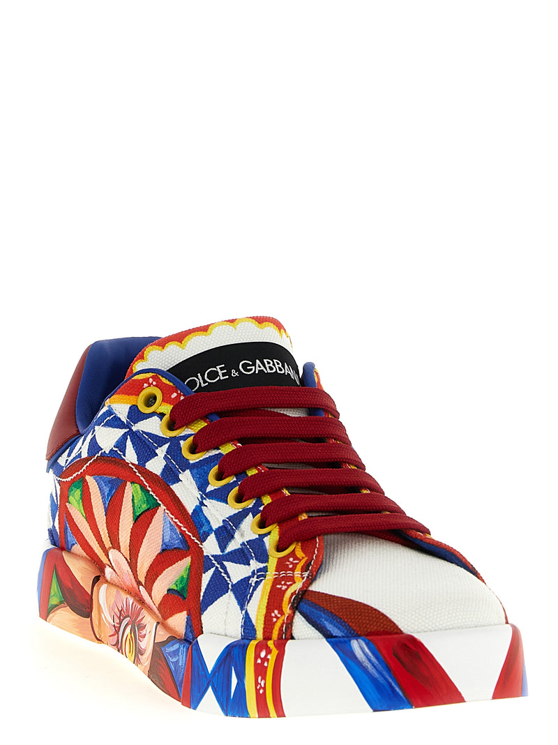 Dolce & Gabbana Portofino Multicolor Cotton Low Top Sneakers