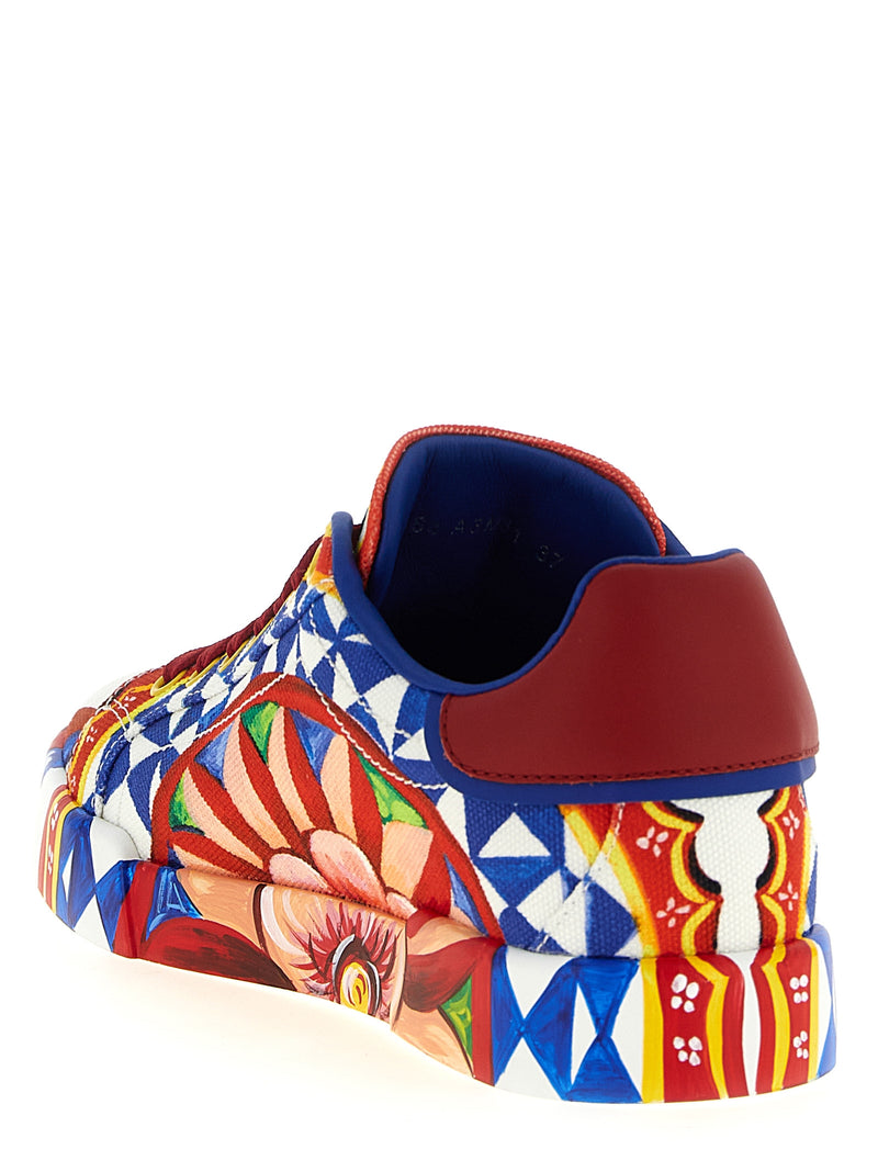Dolce & Gabbana Portofino Multicolor Cotton Low Top Sneakers