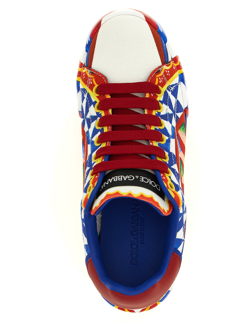Dolce & Gabbana Portofino Multicolor Cotton Low Top Sneakers