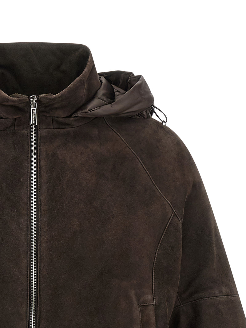 MooRER Elite Brown Wool Leather Jacket - Versatile 2-in-1 Design