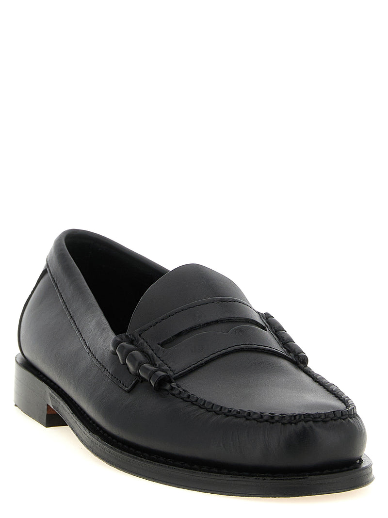 G.H. BASS Black Cowhide Slip-On Loafers for Men