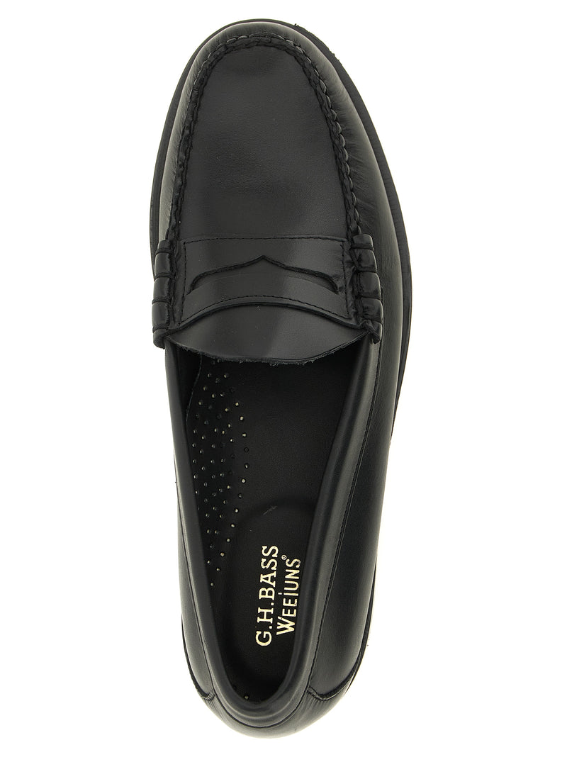 G.H. BASS Black Cowhide Slip-On Loafers for Men
