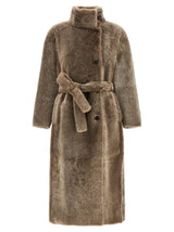 Brunello Cucinelli Brown Lamb Leather Coat