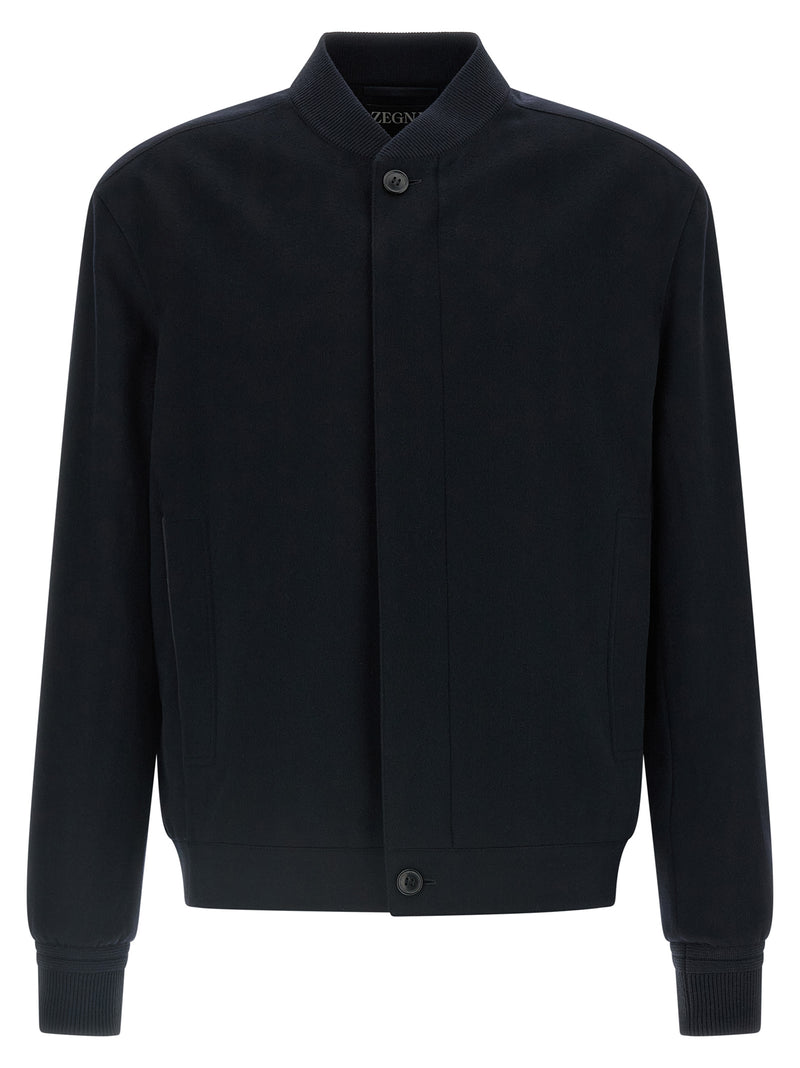 ZEGNA Blue Cashmere Bomber Jacket - Luxury Style