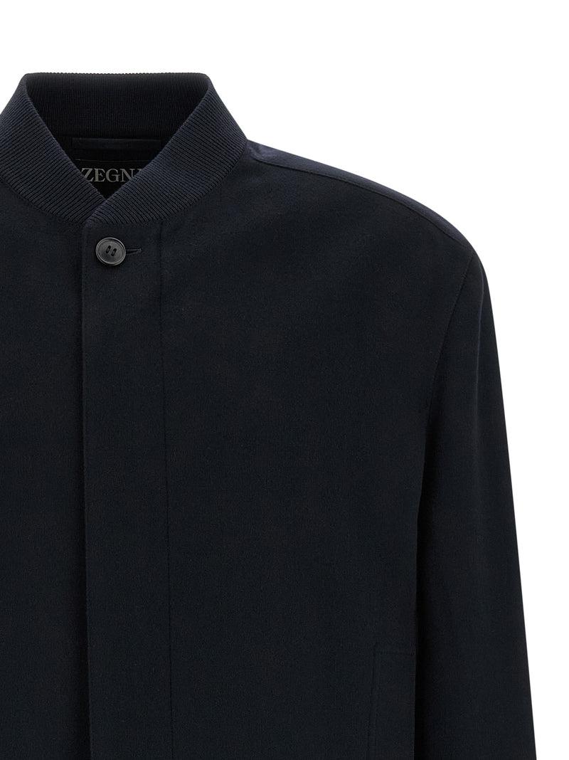 ZEGNA Blue Cashmere Bomber Jacket - Luxury Style