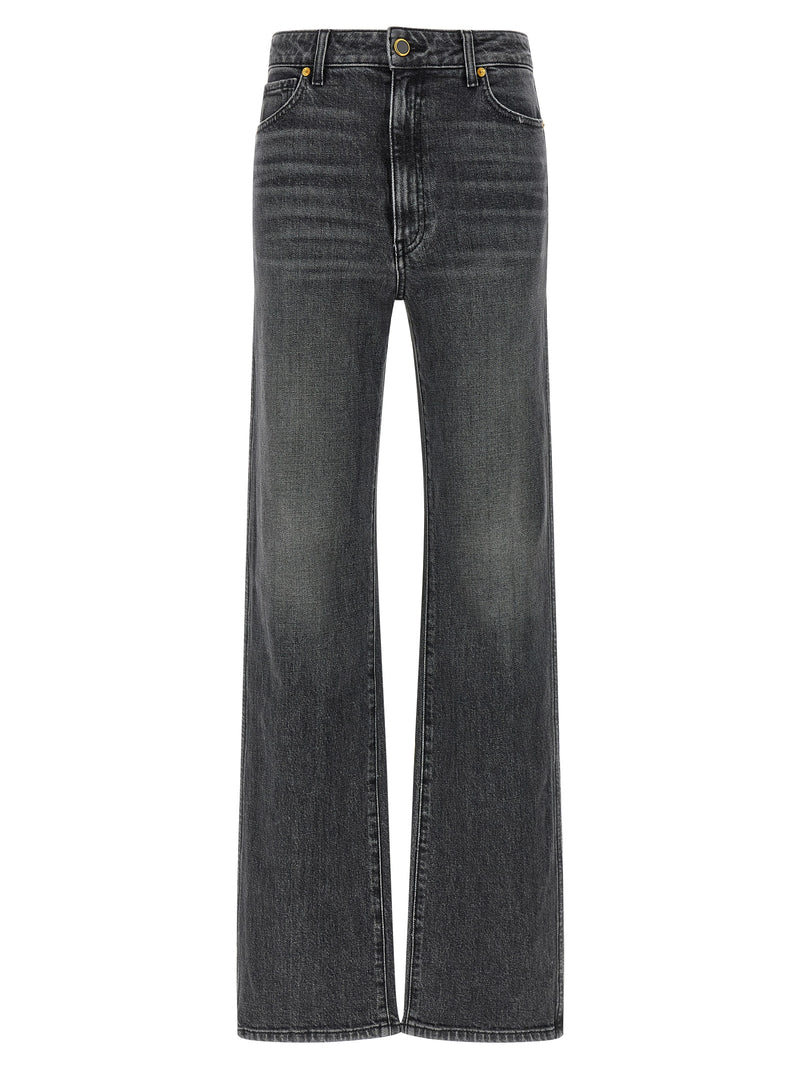 Khaite Danielle Gray Cotton Straight-Leg Jeans