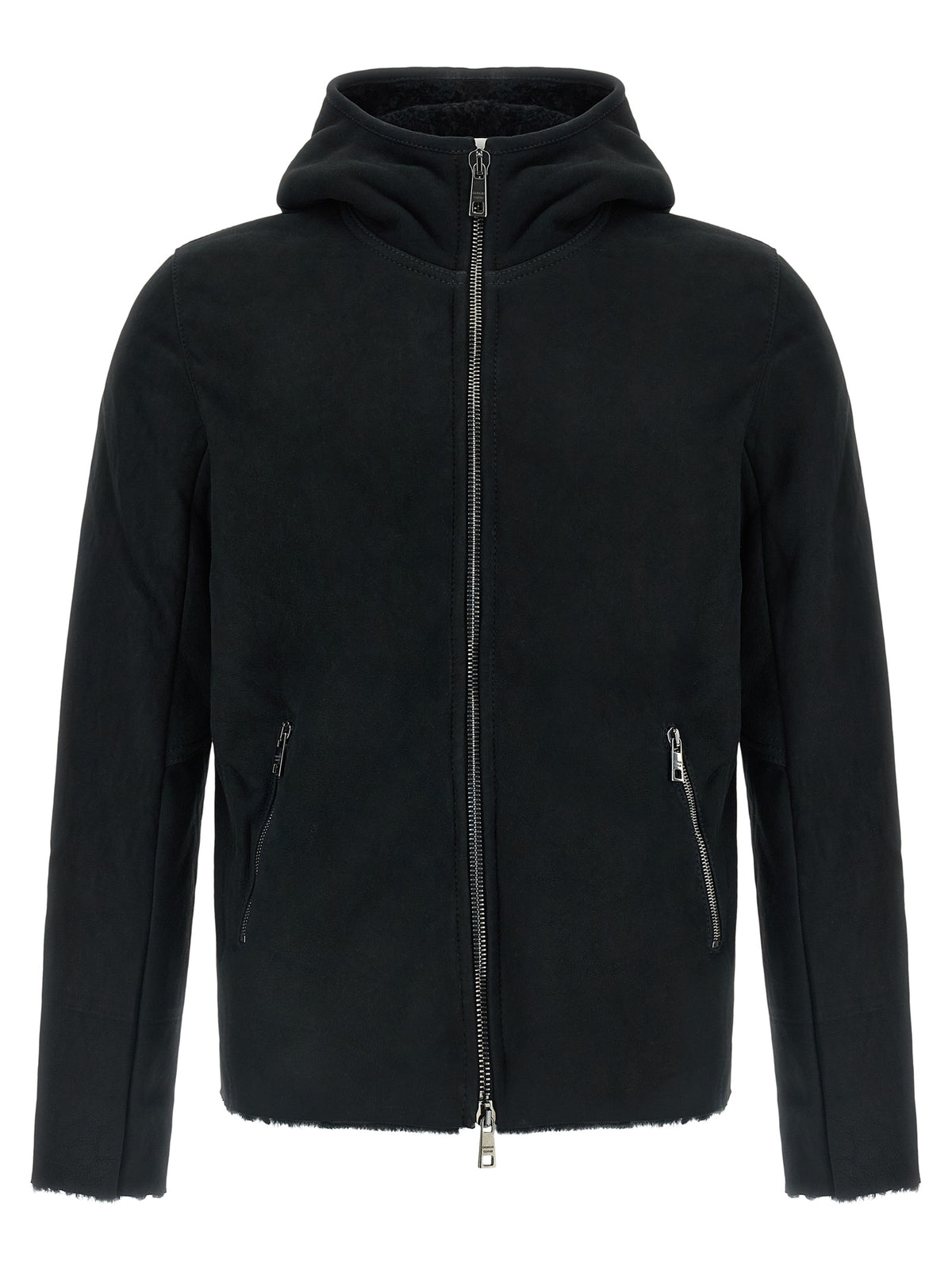 GIORGIO BRATO Black Lamb Leather Sweatshirt