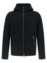 GIORGIO BRATO Black Lamb Leather Sweatshirt