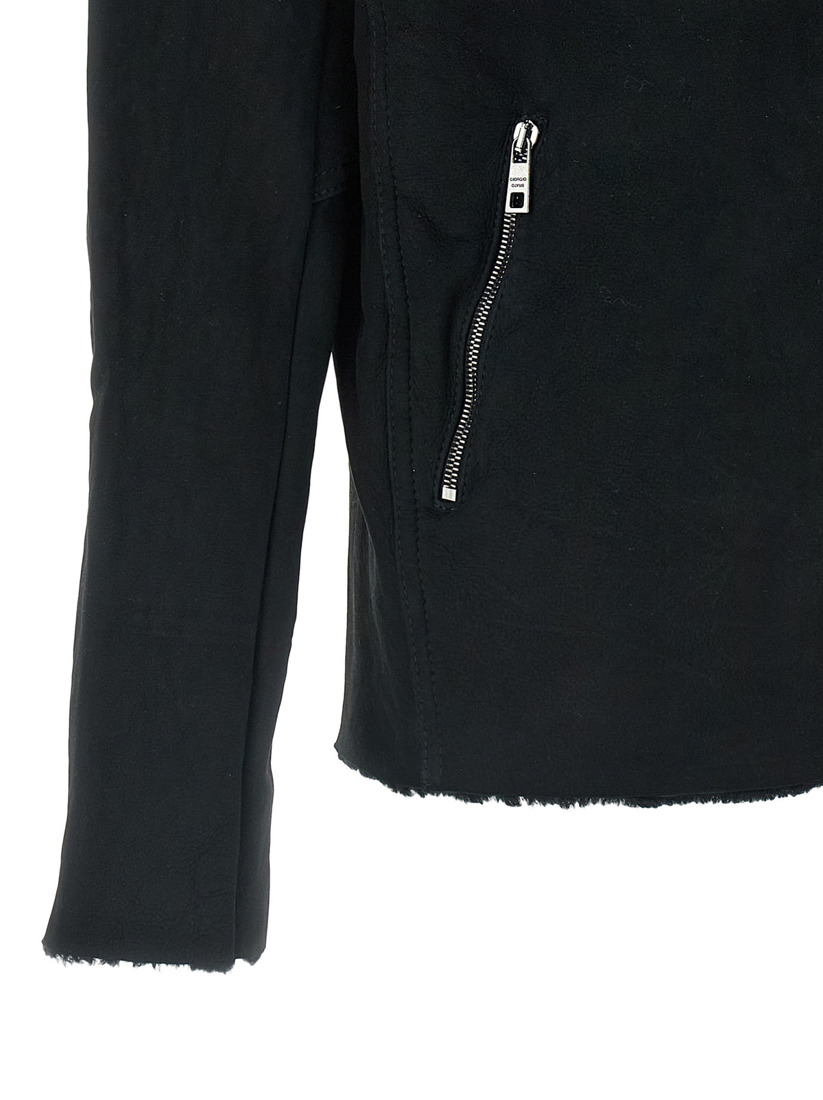 GIORGIO BRATO Black Lamb Leather Sweatshirt