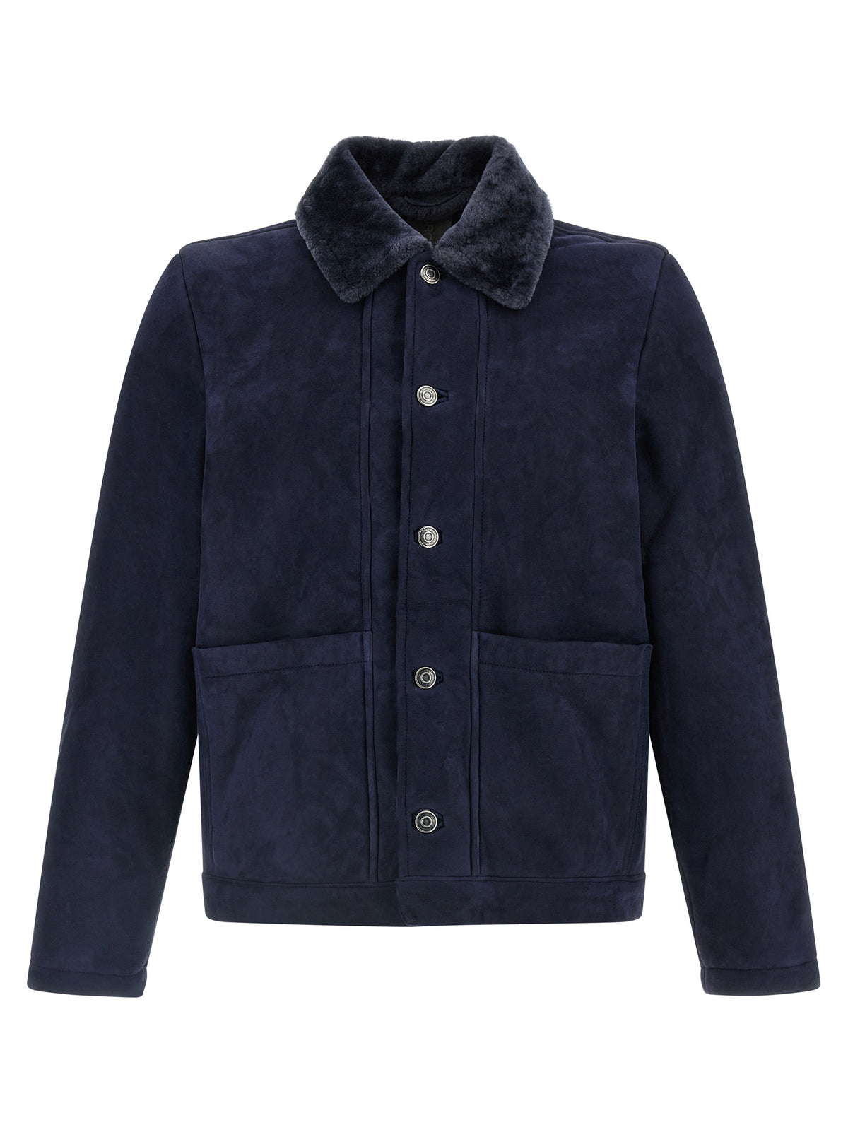 GIORGIO BRATO Blue Lamb Leather Leather Jacket