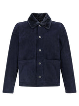 GIORGIO BRATO Blue Lamb Leather Leather Jacket