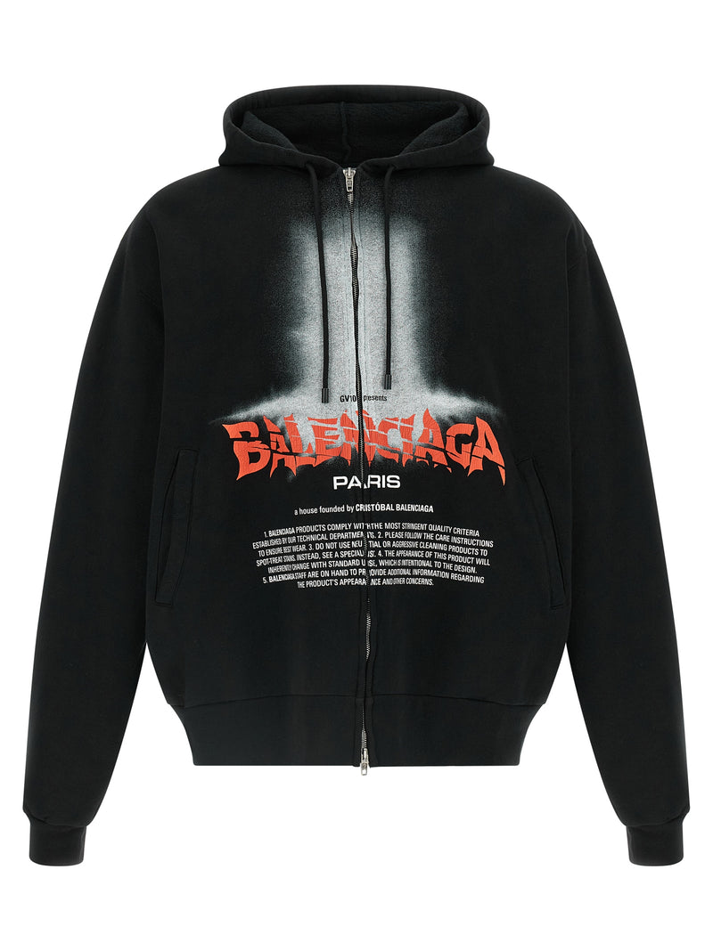 Balenciaga Black Cotton Sweatshirt with Graphic Print