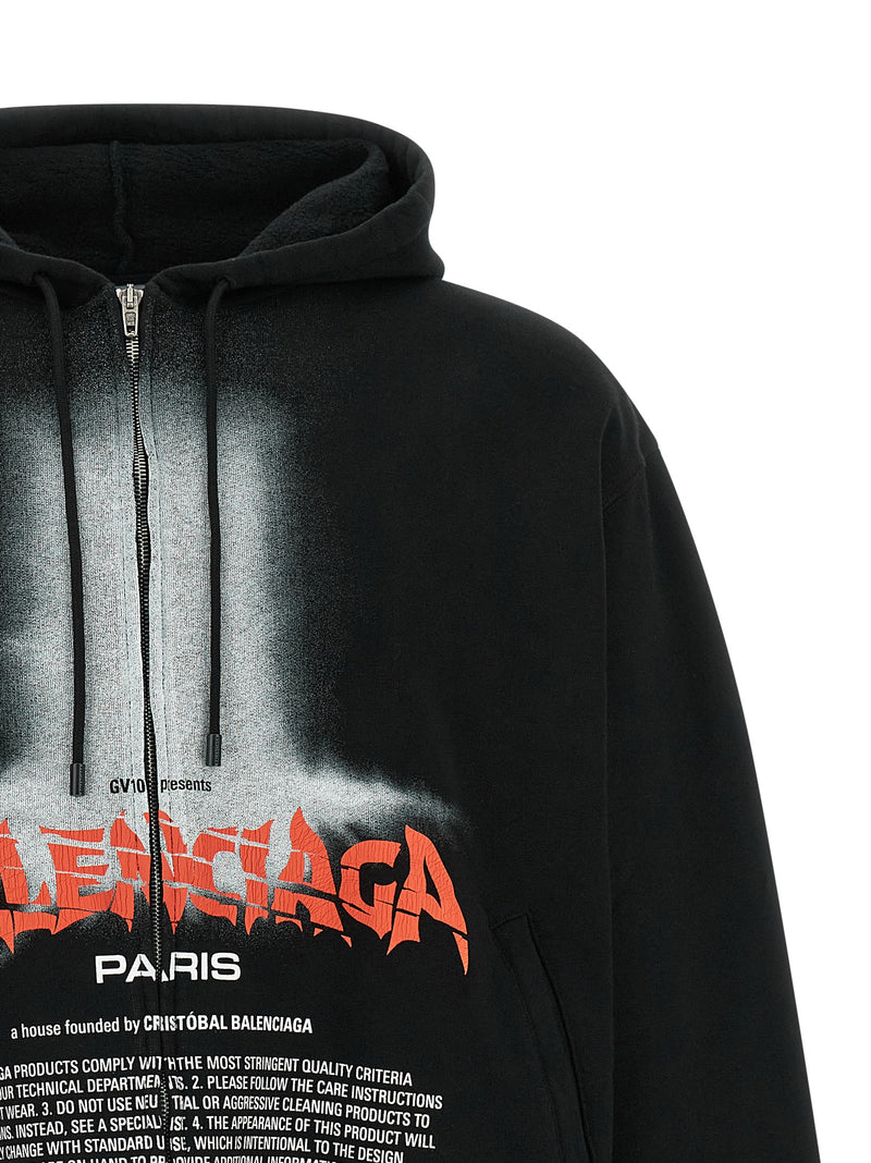 Balenciaga Black Cotton Sweatshirt with Graphic Print