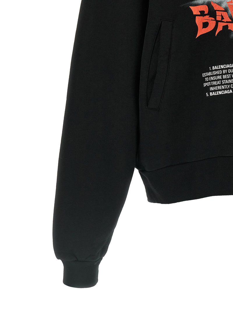 Balenciaga Black Cotton Sweatshirt with Graphic Print