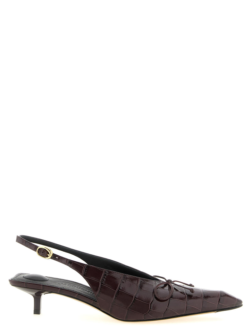 Jacquemus Bordeaux Calfskin Mid Heel Pumps - Les Slingbacks Cubisto B