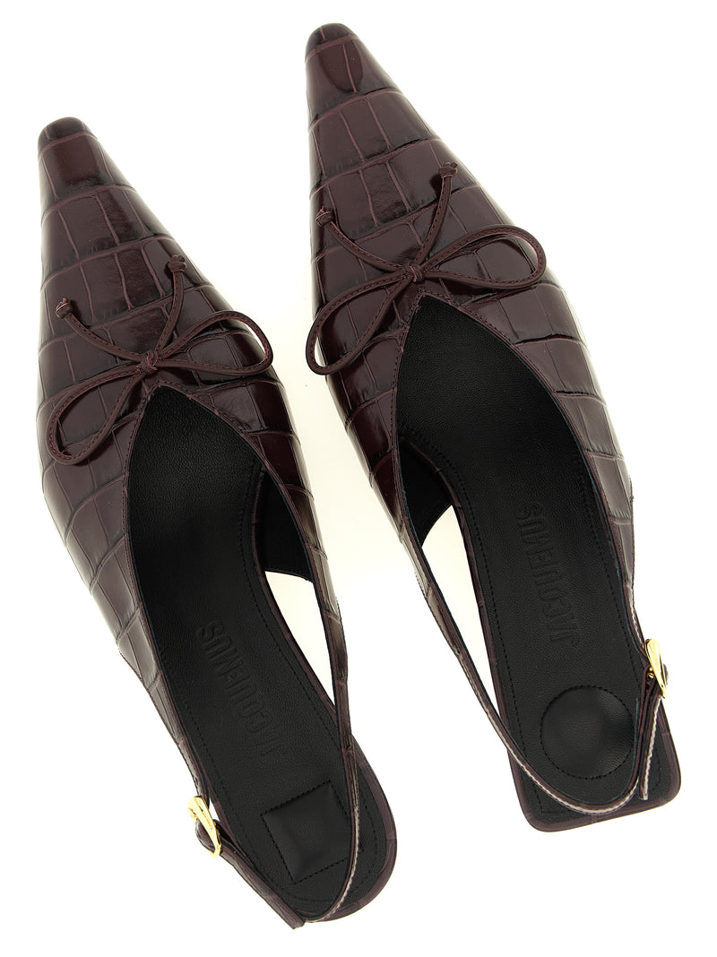 Jacquemus Bordeaux Calfskin Mid Heel Pumps - Les Slingbacks Cubisto B