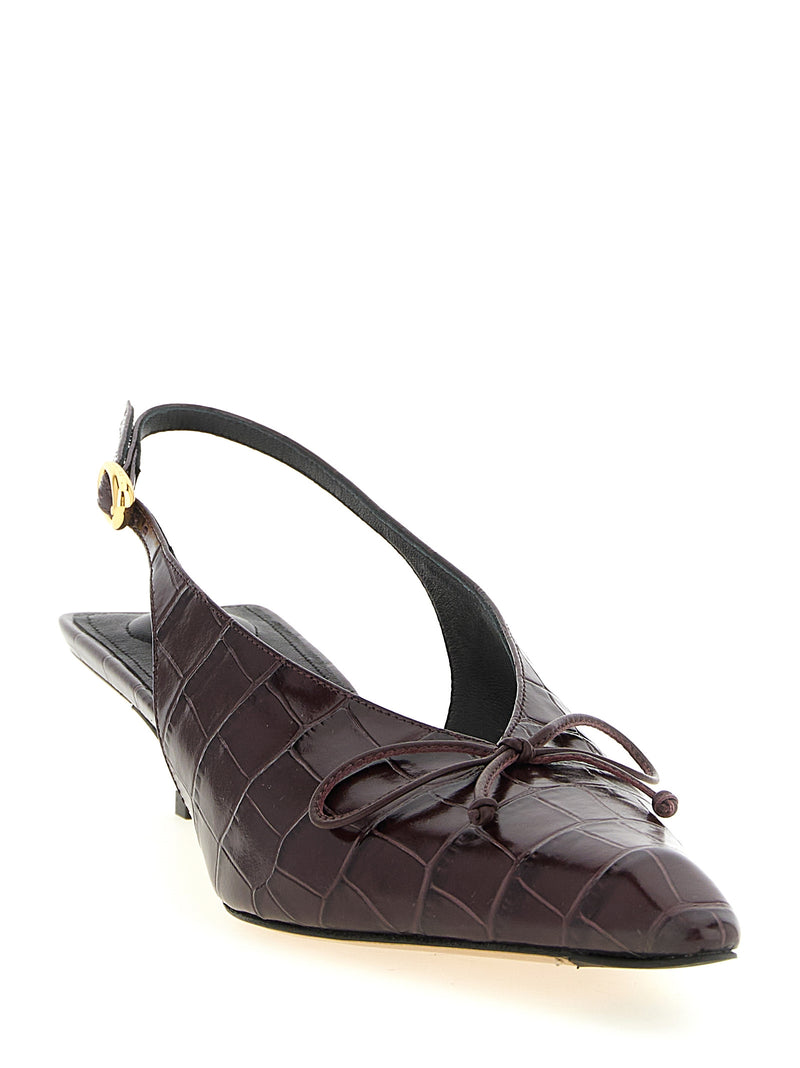 Jacquemus Bordeaux Calfskin Mid Heel Pumps - Les Slingbacks Cubisto B