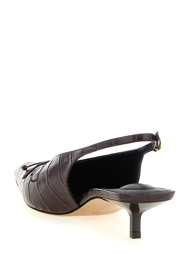 Jacquemus Bordeaux Calfskin Mid Heel Pumps - Les Slingbacks Cubisto B