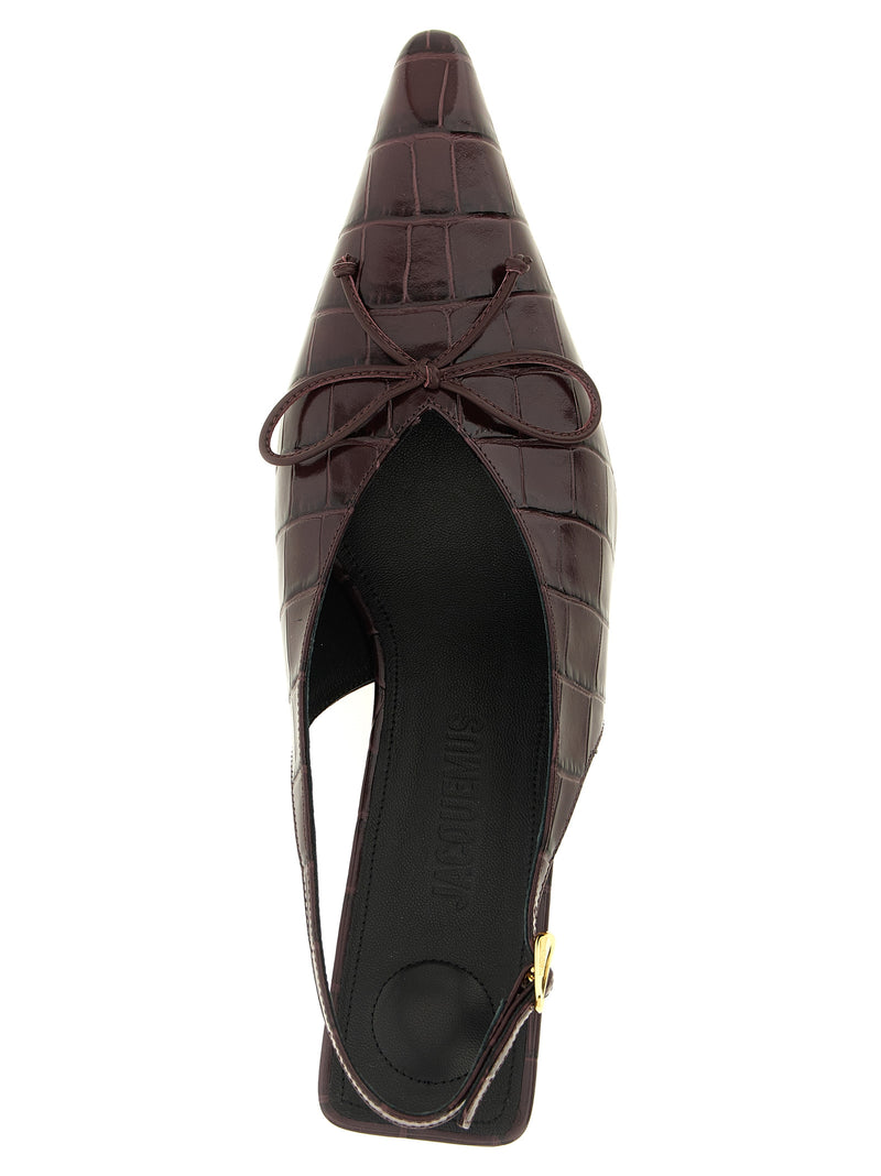 Jacquemus Bordeaux Calfskin Mid Heel Pumps - Les Slingbacks Cubisto B