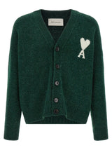 Ami Paris Bicolor Alpaca Leather Cardigan