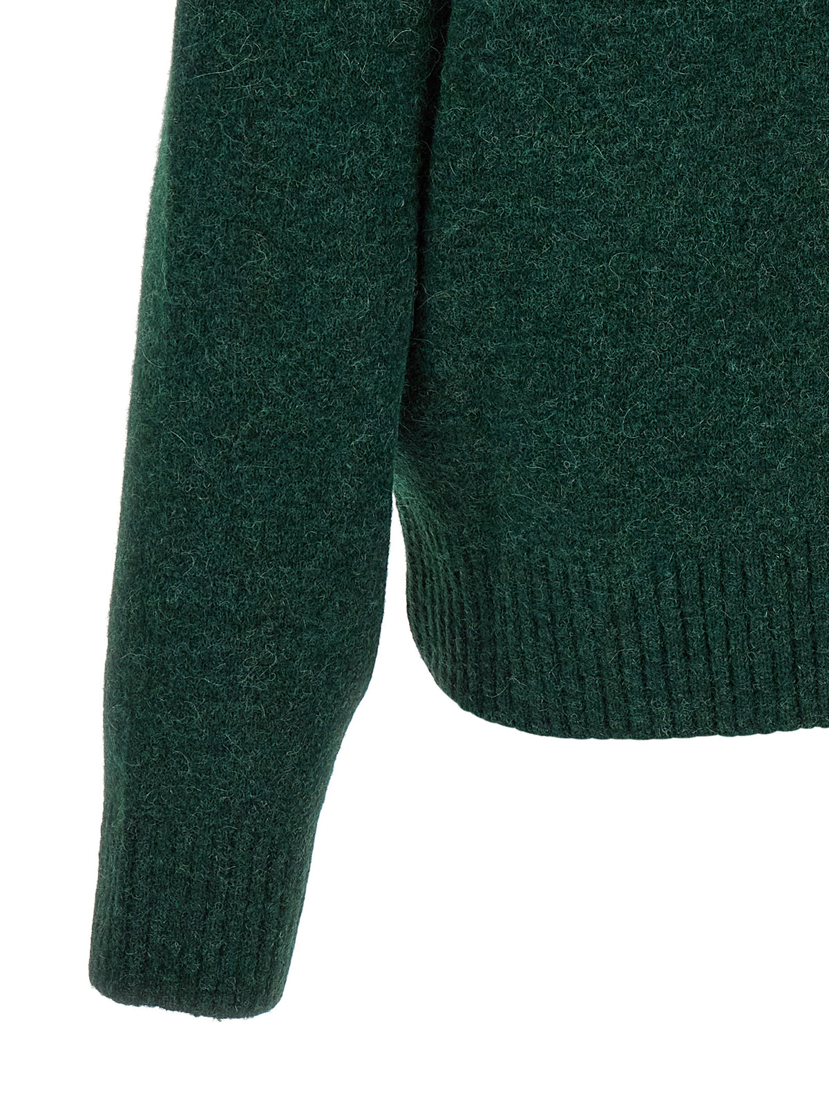 Ami Paris Bicolor Alpaca Leather Cardigan