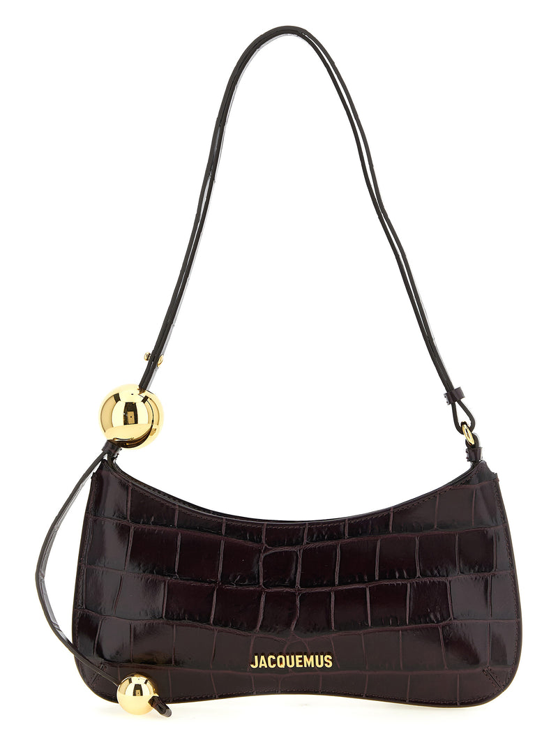 Jacquemus Le Bisou Perle Bordeaux Calfskin Shoulder Bag