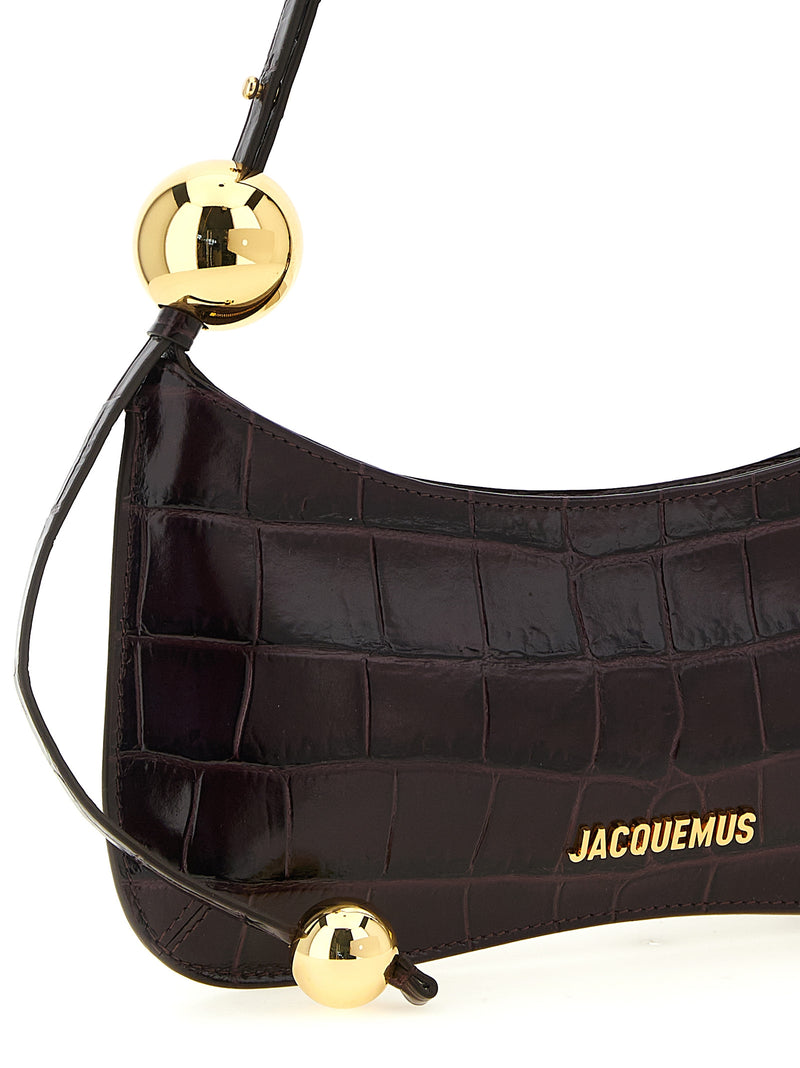 Jacquemus Le Bisou Perle Bordeaux Calfskin Shoulder Bag