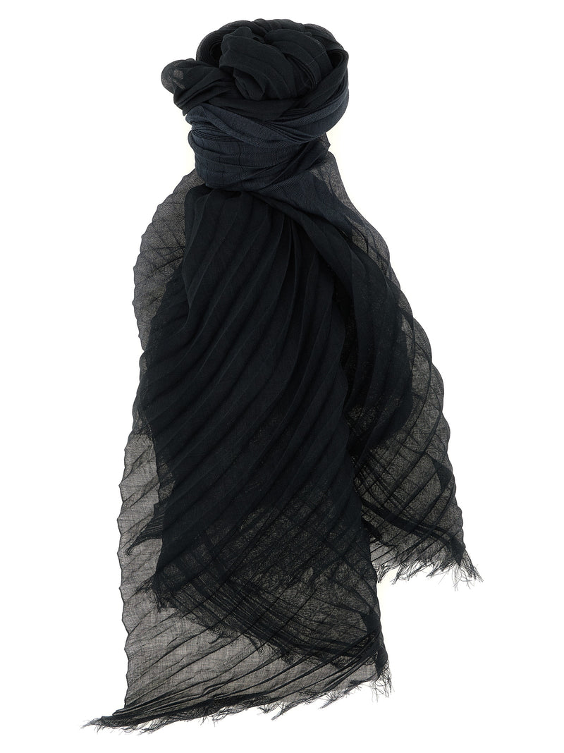 Issey Miyake Gradation Ramie Pleats Black Scarf