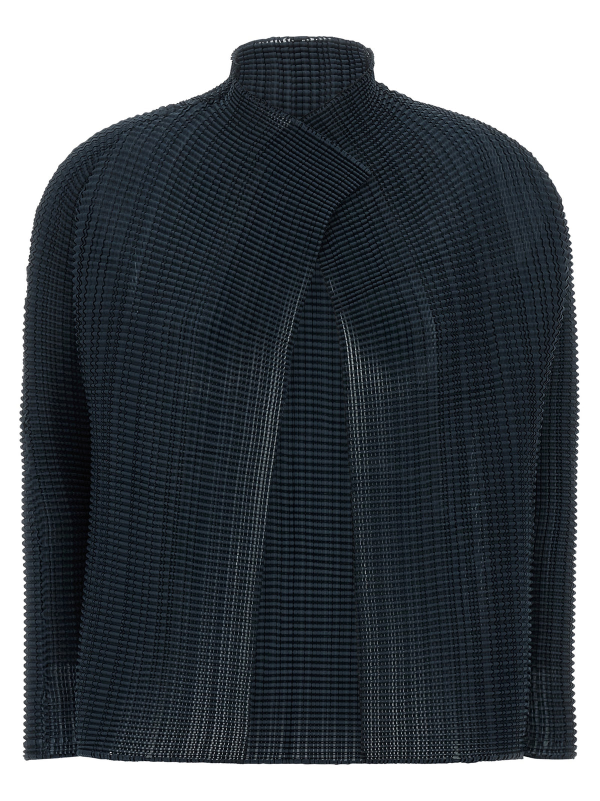 Issey Miyake Wooly Pleats-68 Blue Polyester Cardigan