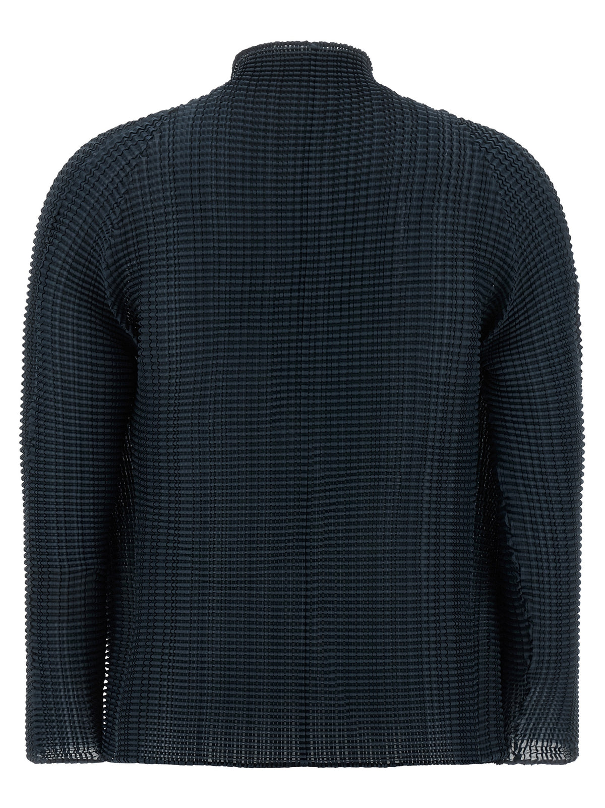 Issey Miyake Wooly Pleats-68 Blue Polyester Cardigan