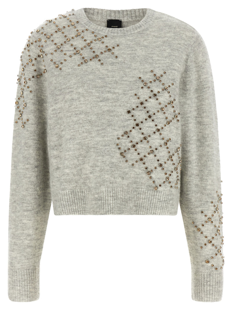 PINKO Gray Wool Cardigan - Luxurious Cropped Sweater