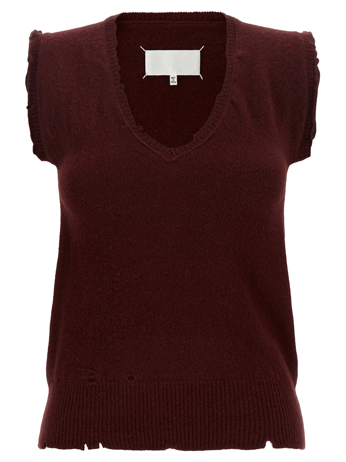 Maison Margiela Bordeaux Virgin Wool Sleeveless Jacket