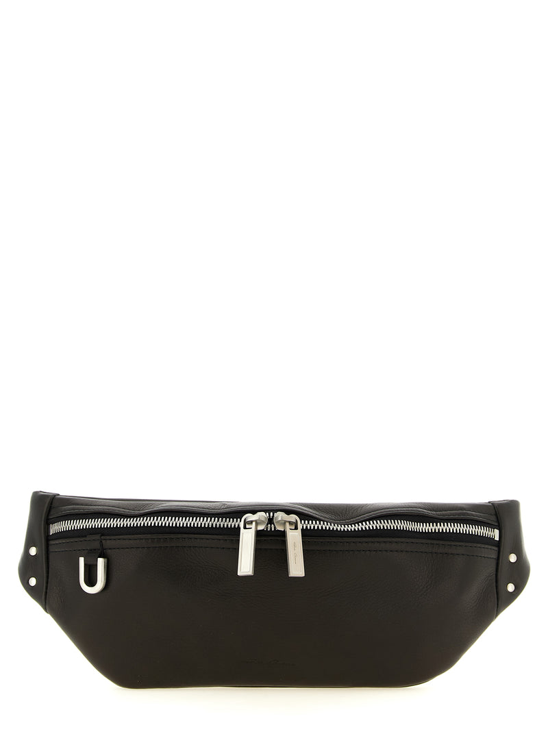 Rick Owens Black Calfskin Crossbody Bag - Geo Bumbag