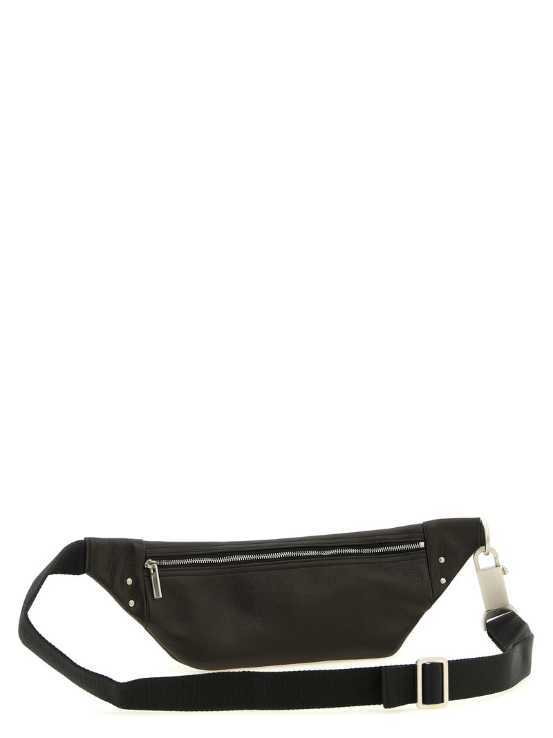 Rick Owens Black Calfskin Crossbody Bag - Geo Bumbag