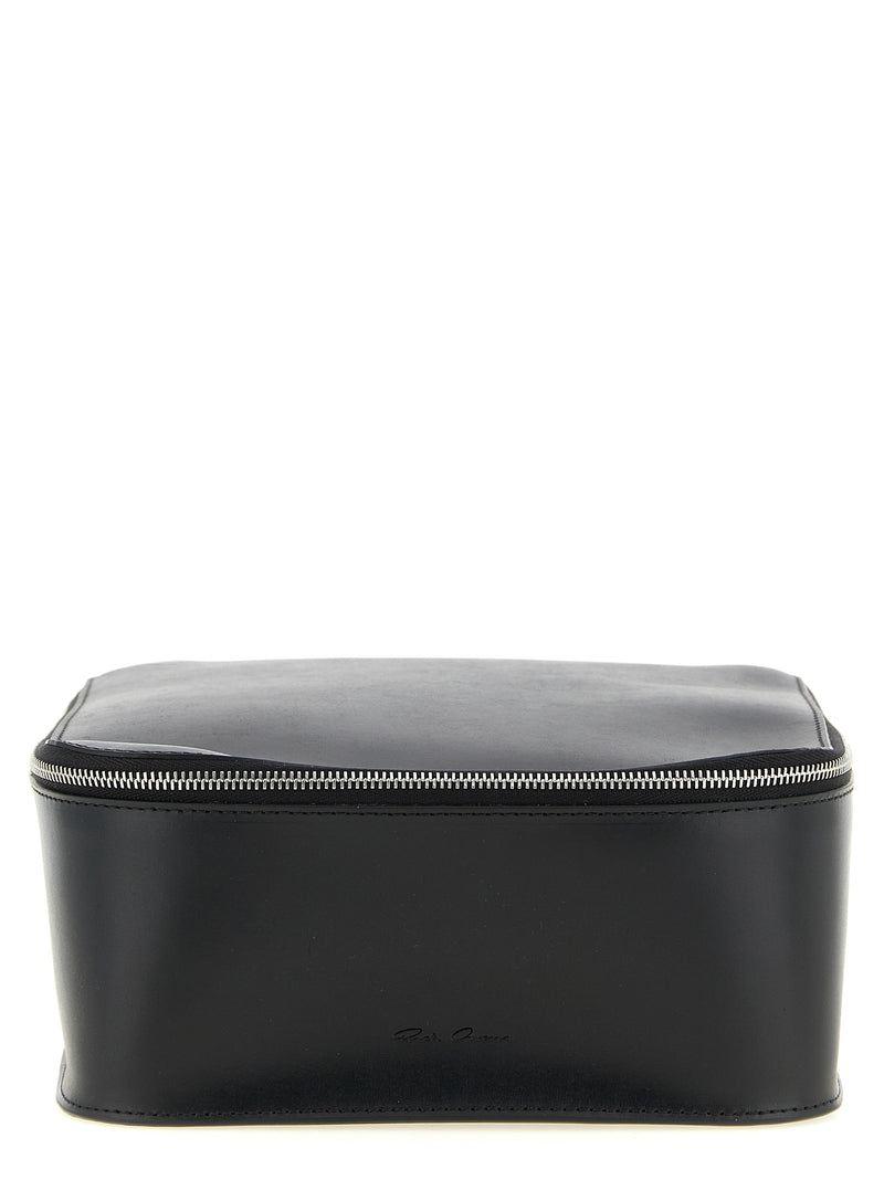 Rick Owens Grande Beauty Case en Cuir de Veau Noir