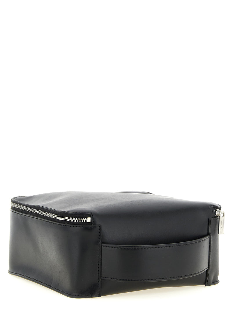 Rick Owens Grande Beauty Case en Cuir de Veau Noir