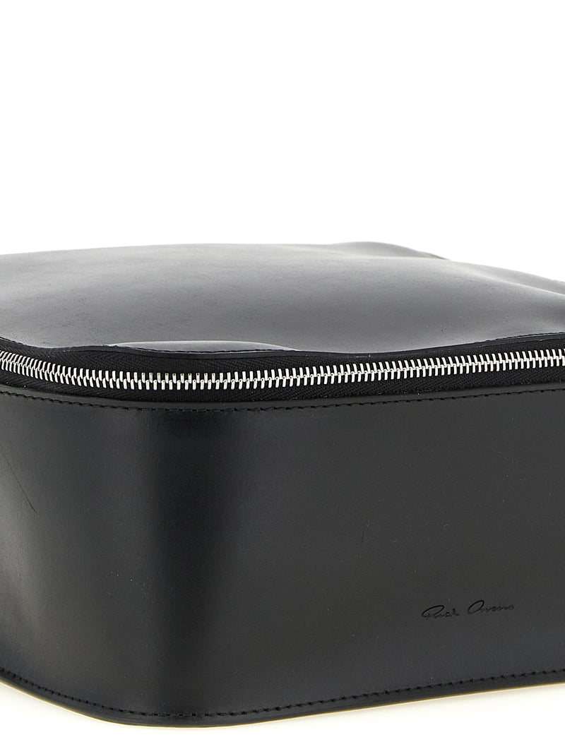 Rick Owens Grande Beauty Case en Cuir de Veau Noir