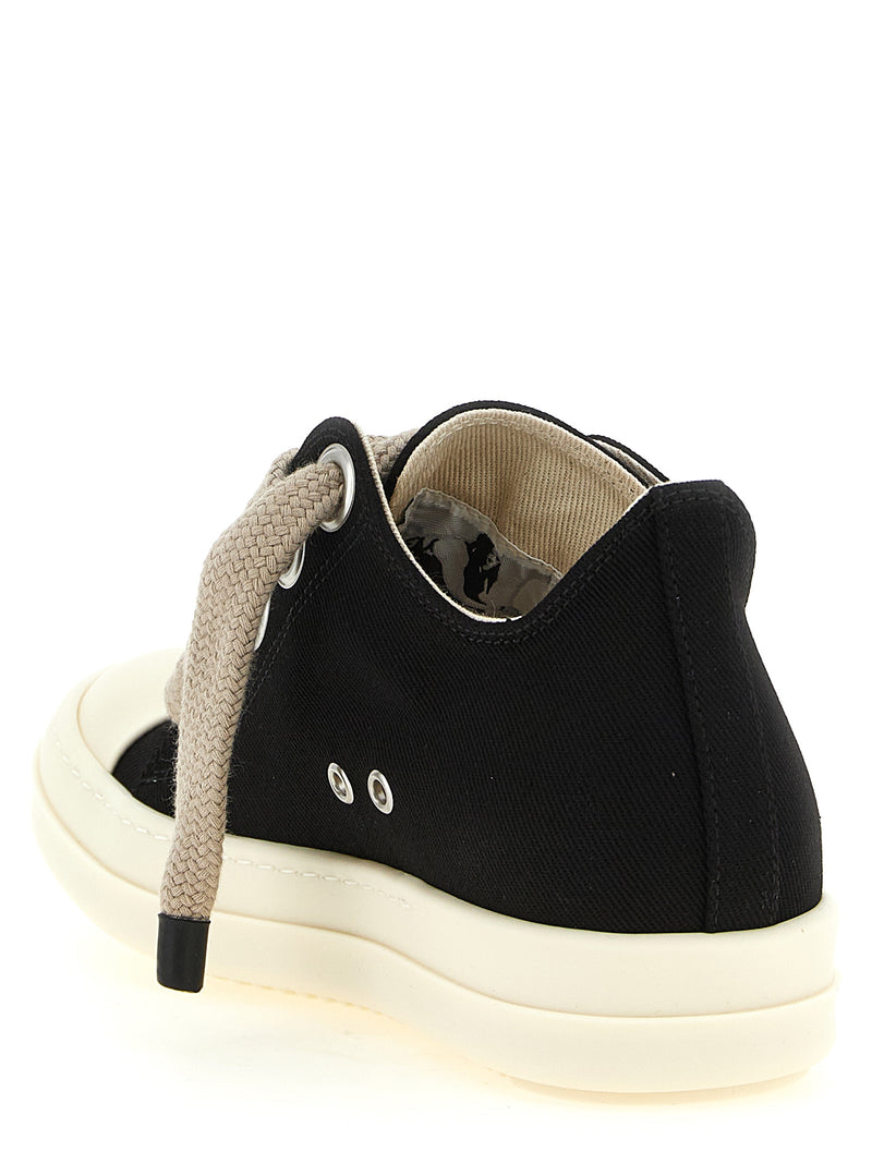 DRKSHDW Jumbolace Low Top Sneakers in Black Cotton