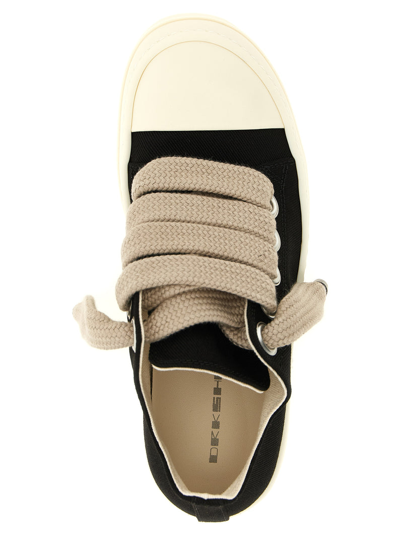 DRKSHDW Jumbolace Low Top Sneakers in Black Cotton